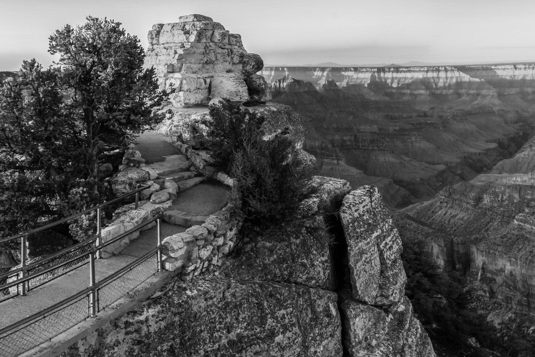 Noah Jigsaw Puzzle Bridge Leading To Bright Angel Point, Grand Canyon National Park, Arizona, USA in black white 2000 pieces