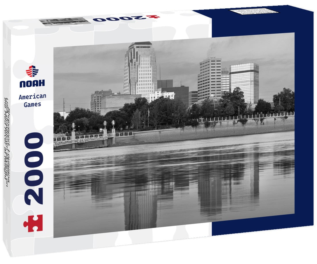 Shreveport, Louisiana, USA downtown skyline on the Red River at twilight 2000pc PuzzleBlack and White