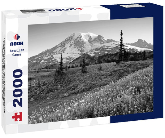 Noah Jigsaw Puzzle Washington State, Mount Rainier National Park, Lupine and Bistort meadow on Mazama Ridge in black white 2000 pieces