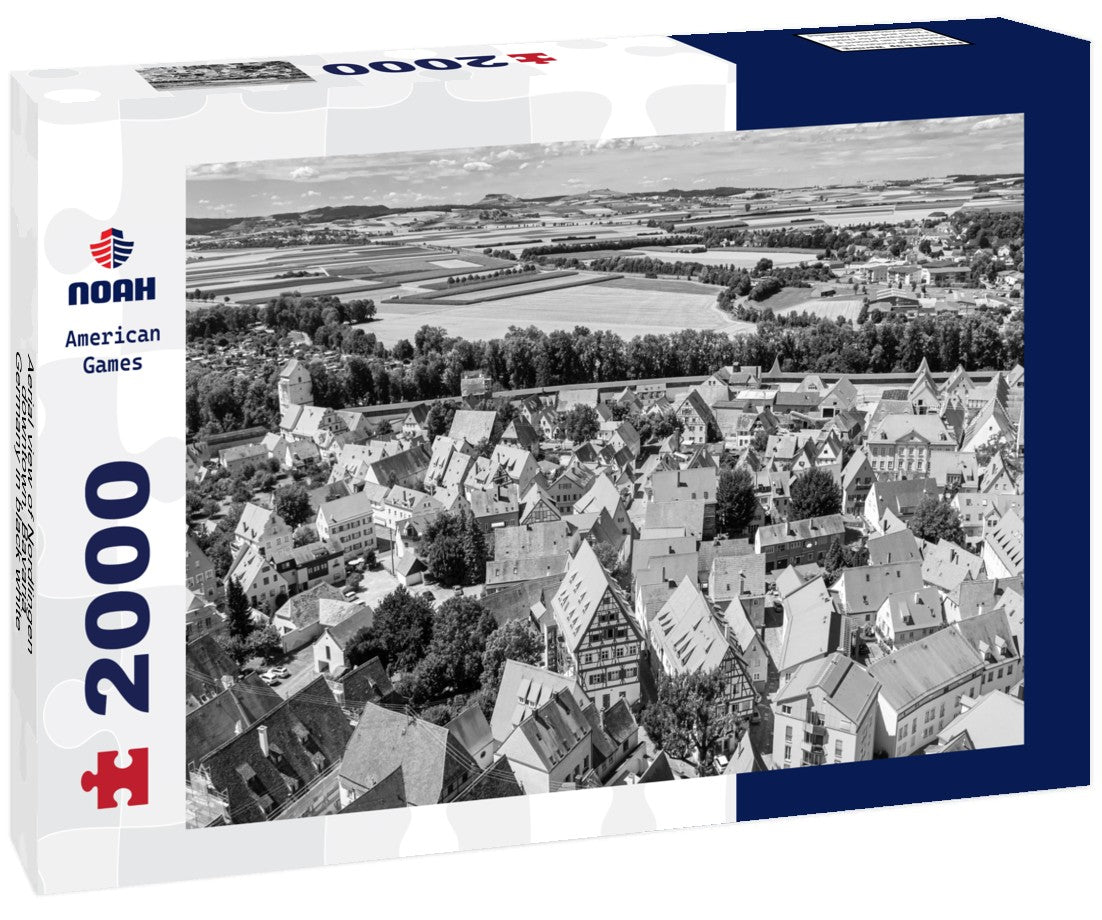 Aerial view of Nordlingen, downtown, Bavaria, Germany 2000pc PuzzleBlack and White