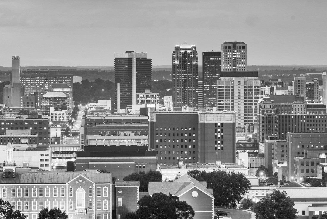 Noah Jigsaw Puzzle Birmingham, Alabama, USA city skyline downtown at sunset in black white 2000 pieces