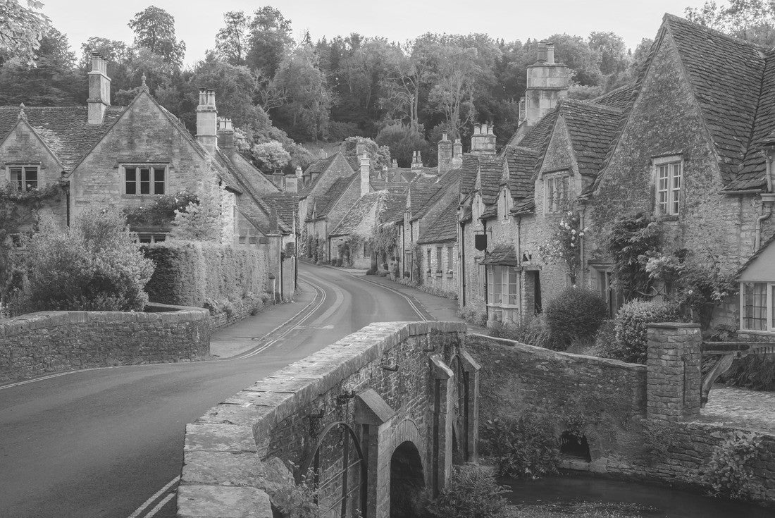 The charming, quaint, historic, medieval Cotswolds English village of Castle Combe in Wiltshire, UK 2000pc PuzzleBlack and White