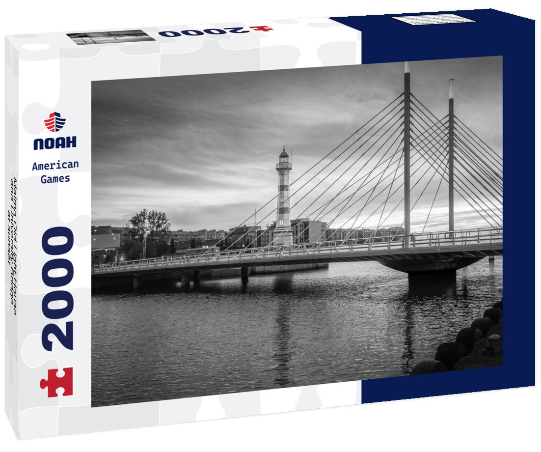 Malmo Old Light House and University Bridge at sunset - Malmo, Sweden 2000pc PuzzleBlack and White