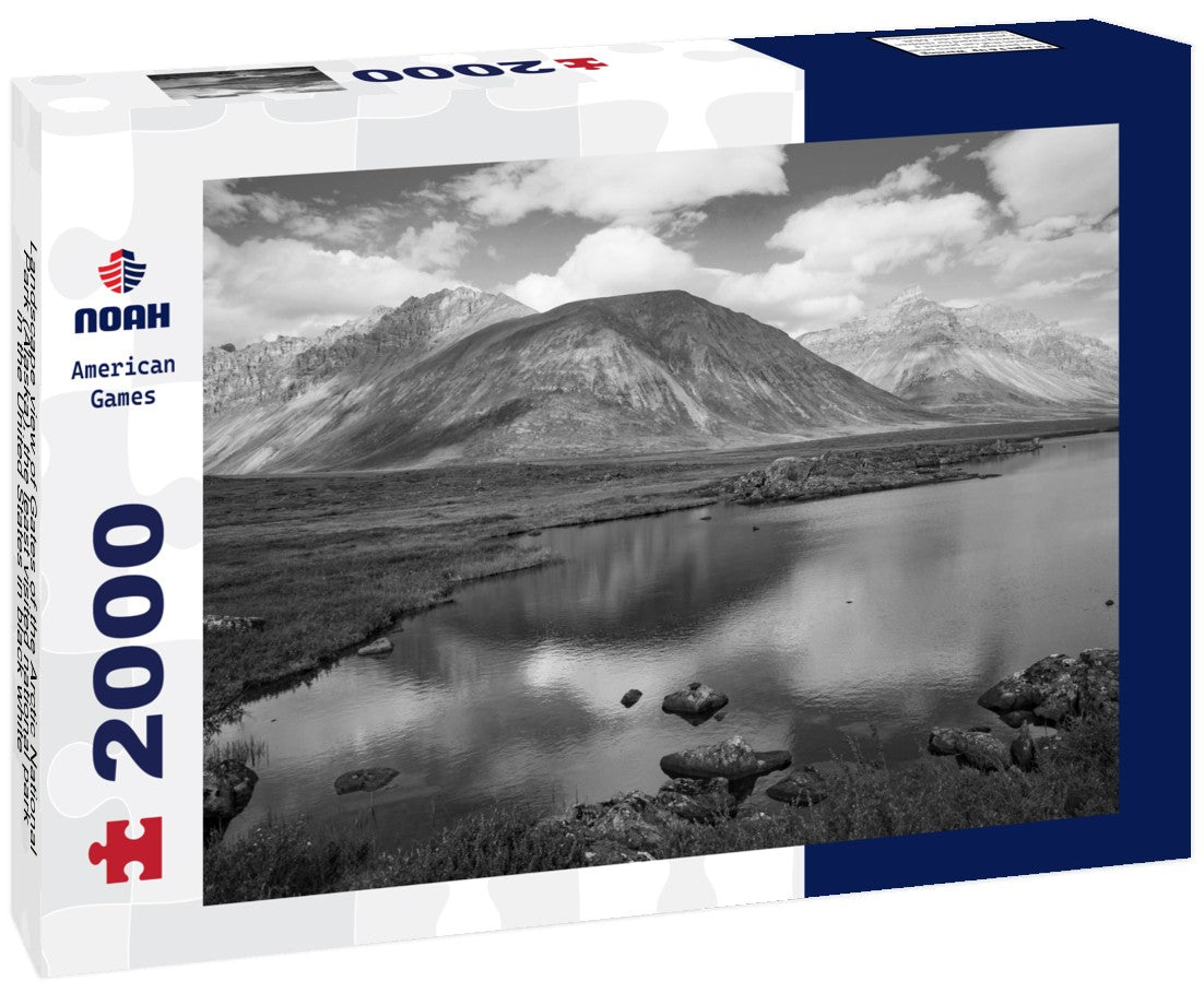 Noah Jigsaw Puzzle Landscape view of Gates of the Arctic National Park (Alaska), the least visited national park in the United States in black white 2000 pieces