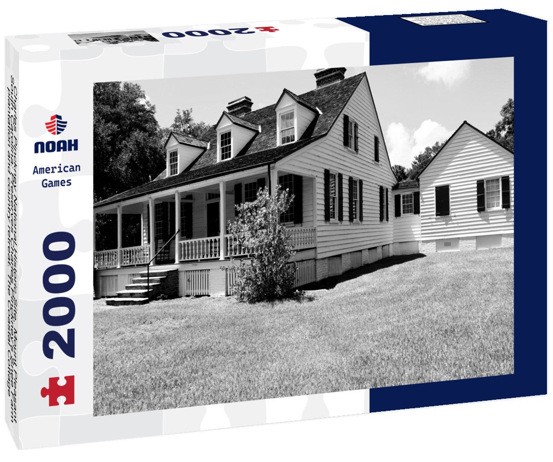 Charles Pinckney National Historic Site, Mount Pleasant, South Carolina: Preserves Charles Pinckney's Snee Farm plantation and country retreat. The Coastal Cottage with full-width front porch 2000pc PuzzleBlack and White