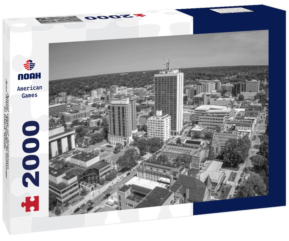 Aerial view of downtown Ann Arbor, Michigan in summer 2000pc PuzzleBlack and White