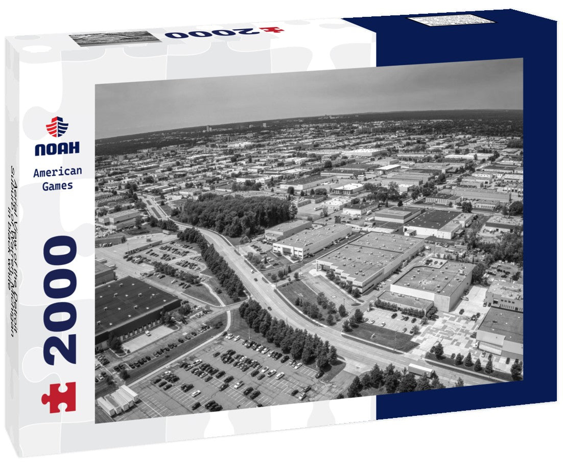 Aerial View of the Detroit Suburb of Warren, Michigan 2000pc PuzzleBlack and White
