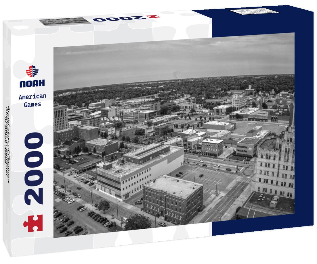 Aerial view of Saginaw, Michigan in summer 2000pc PuzzleBlack and White