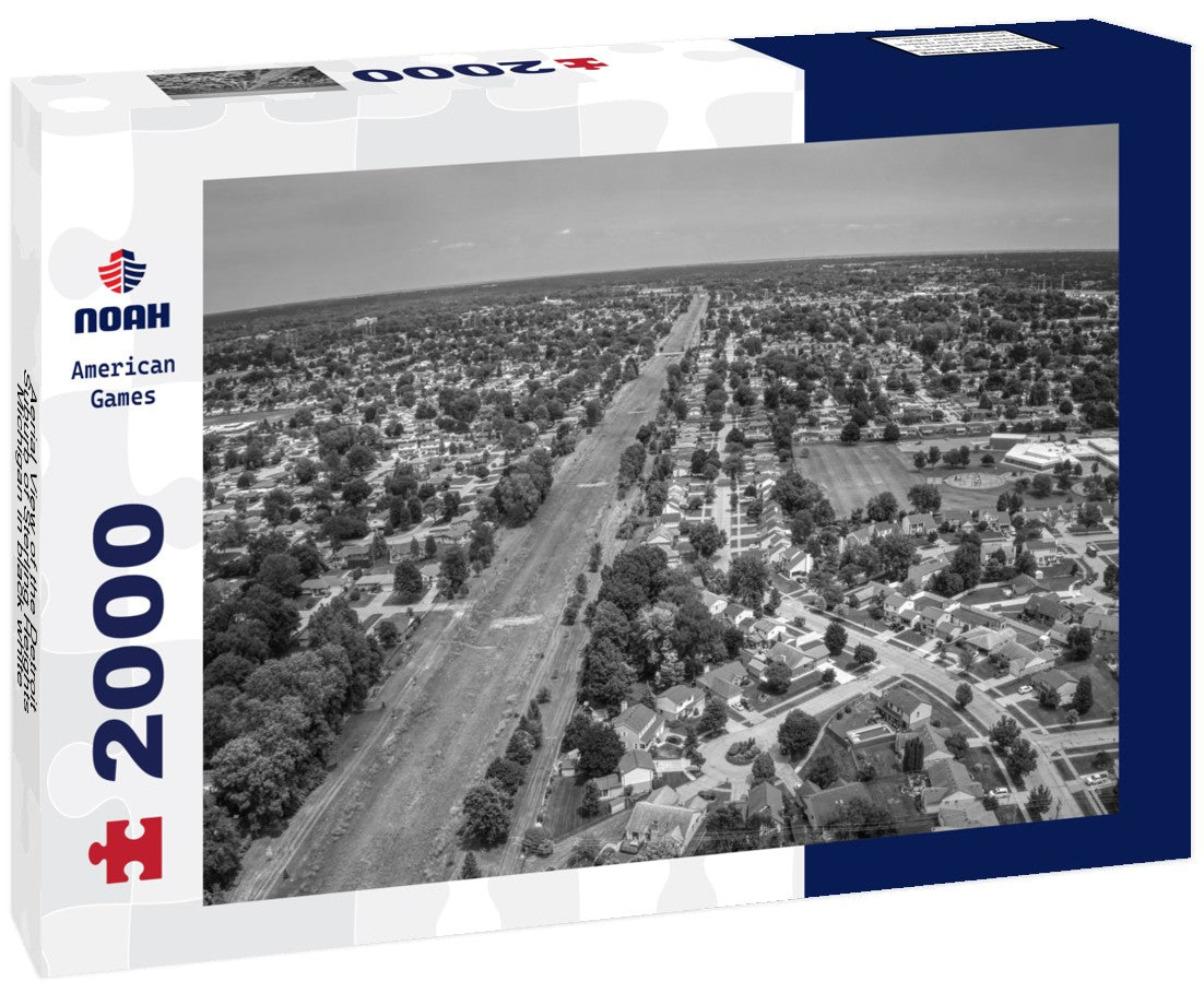 Aerial View of the Detroit Suburb of Sterling Heights, Michigan 2000pc PuzzleBlack and White