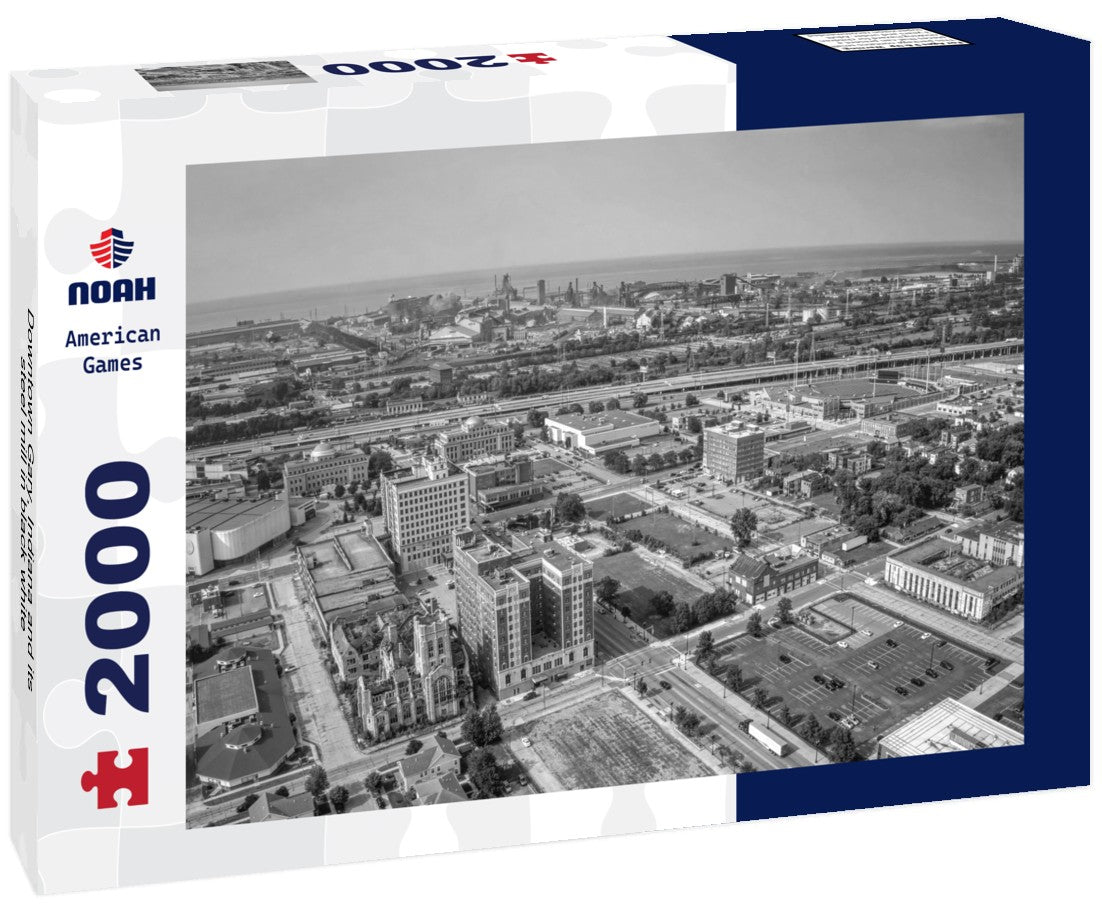 Downtown Gary, Indiana and its steel mill 2000pc PuzzleBlack and White