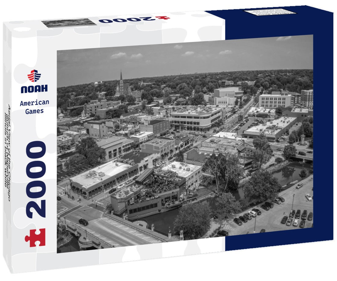 Aerial View of the Chicago Suburb of Naperville, Illinois 2000pc PuzzleBlack and White