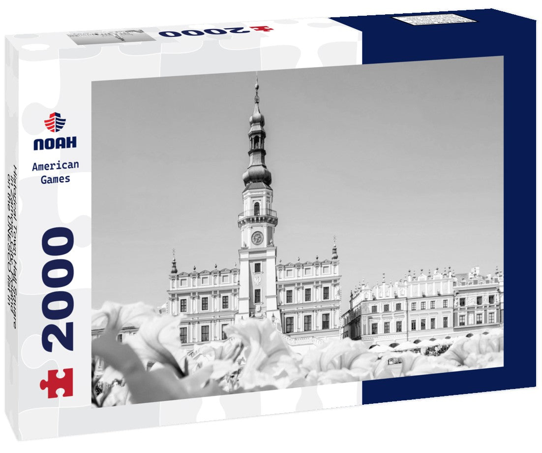 Noah Jigsaw Puzzle Historical Town Hall Square in Zamosc City, Poland, on the UNESCO list in black white 2000 pieces