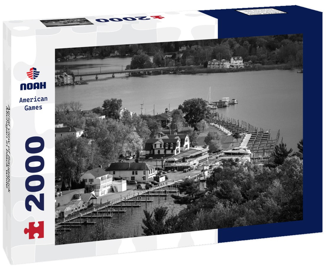 Aerial view of Saugatuck, Michigan 2000pc PuzzleBlack and White