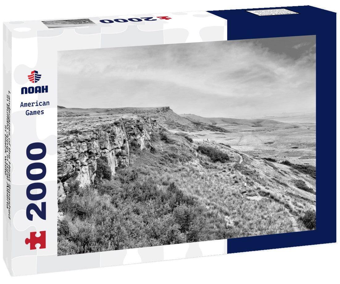 Landscapes of the Head Smashed in Buffalo Jump in rural Alberta 2000pc PuzzleBlack and White
