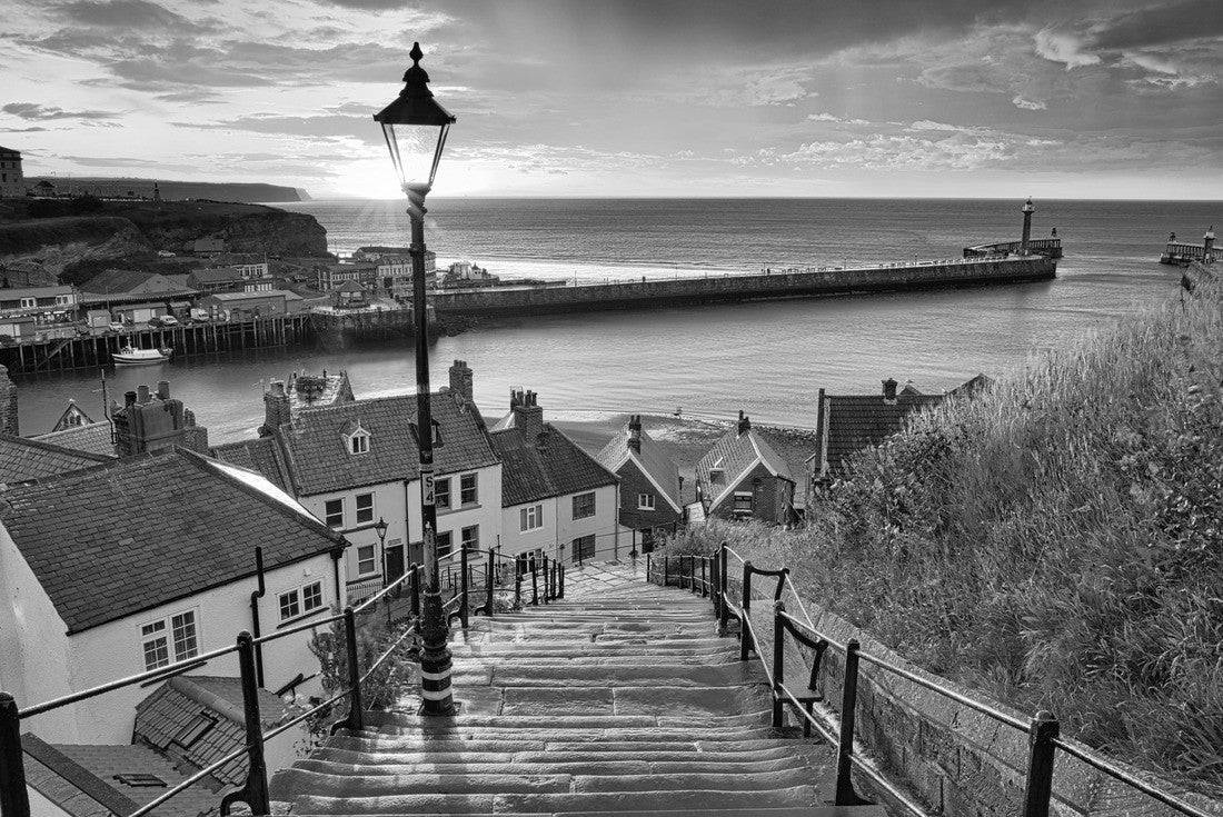 Dramatic Sunset at Whitby after a shower on a Summer Evening. North Yorkshire, England 2000pc PuzzleBlack and White