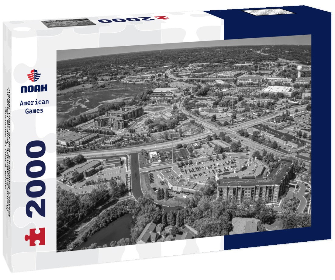 Aerial View of the Shopping District of Eden Prairie, Minnesota during Summer 2000pc PuzzleBlack and White