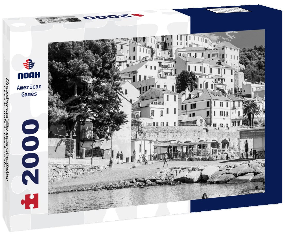 The village of Cervo on the Italian Riviera in the province of Imperia, Liguria, Italy 2000pc PuzzleBlack and White
