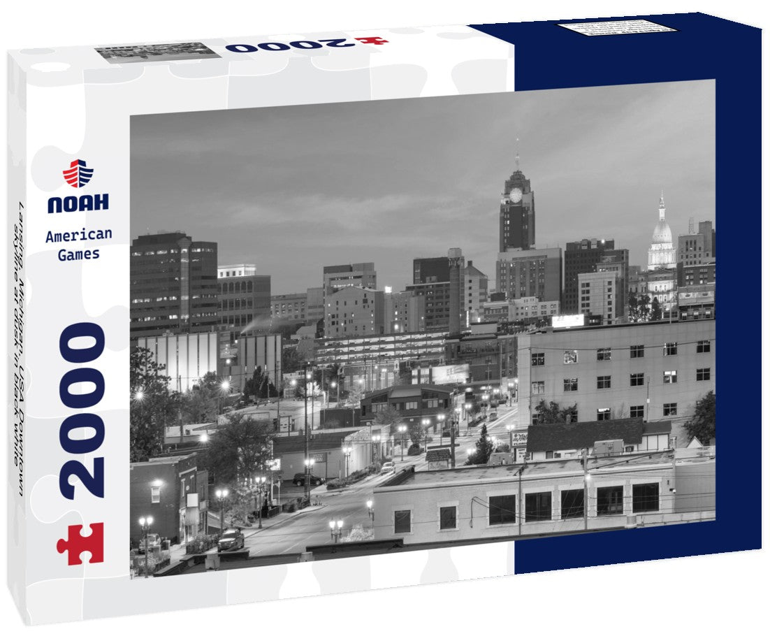 Lansing, Michigan, USA Downtown skyline at dusk 2000pc PuzzleBlack and White