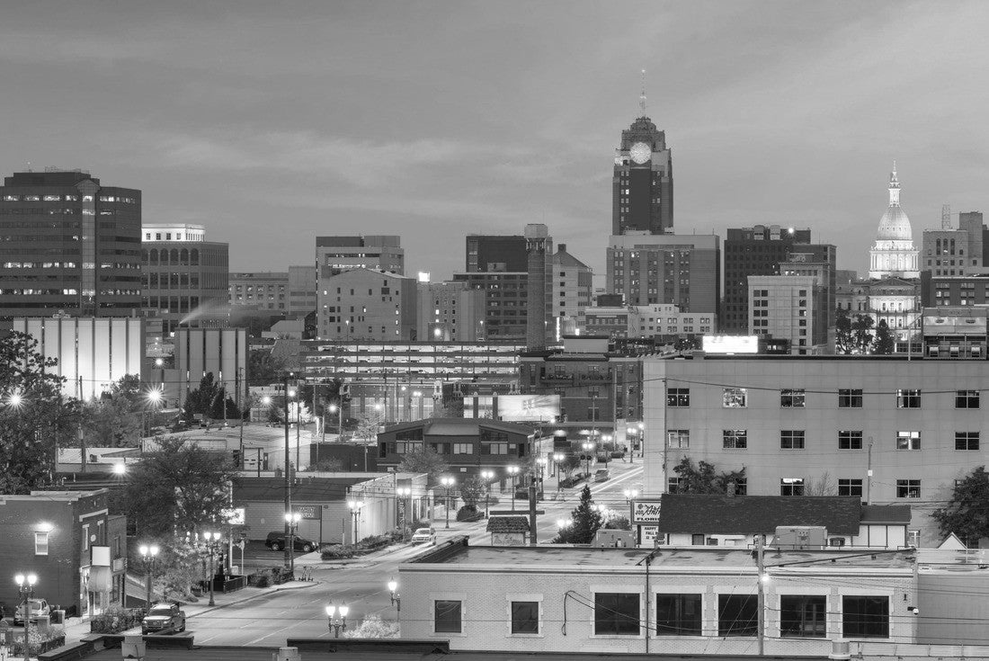 Lansing, Michigan, USA Downtown skyline at dusk 2000pc PuzzleBlack and White
