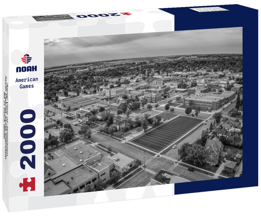 Aerial View of Jamestown, North Dakota along Interstate 94 2000pc PuzzleBlack and White