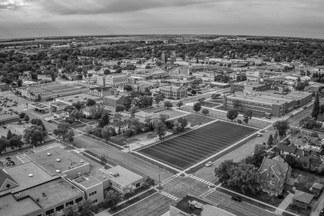 Aerial View of Jamestown, North Dakota along Interstate 94 2000pc PuzzleBlack and White