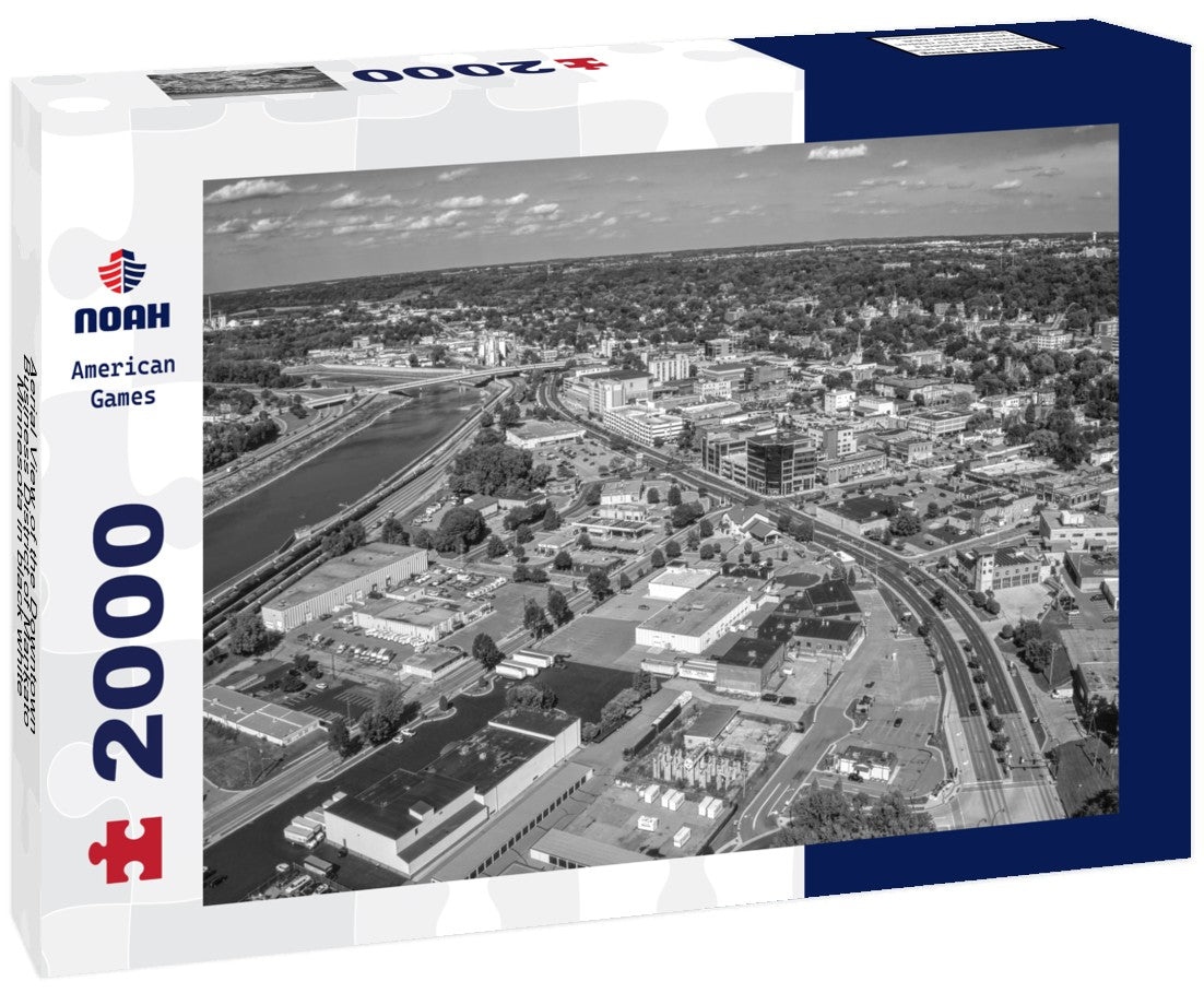 Aerial View of the Downtown Business District of Mankato, Minnesota 2000pc PuzzleBlack and White