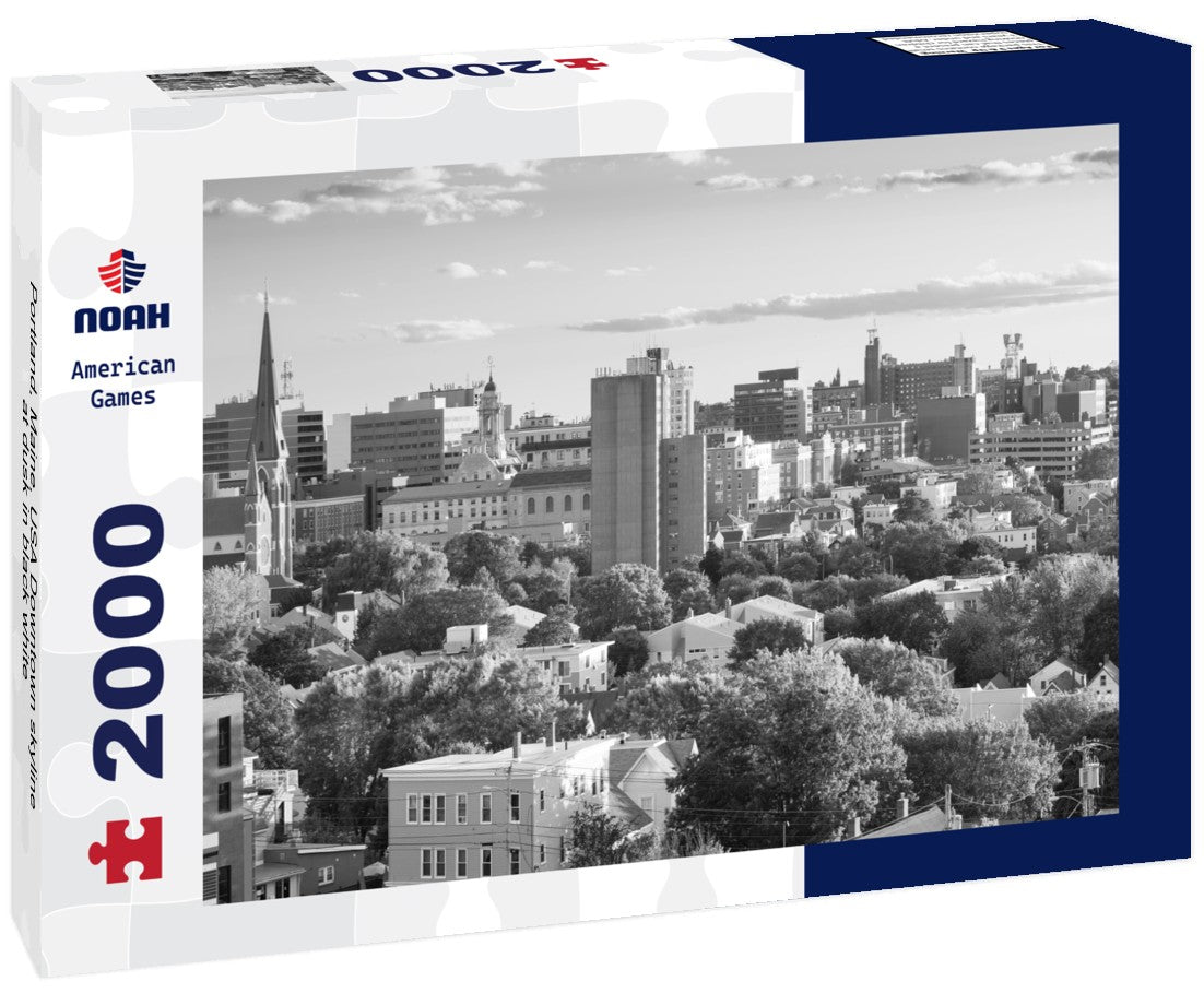 Portland, Maine, USA Downtown skyline at dusk 2000pc PuzzleBlack and White