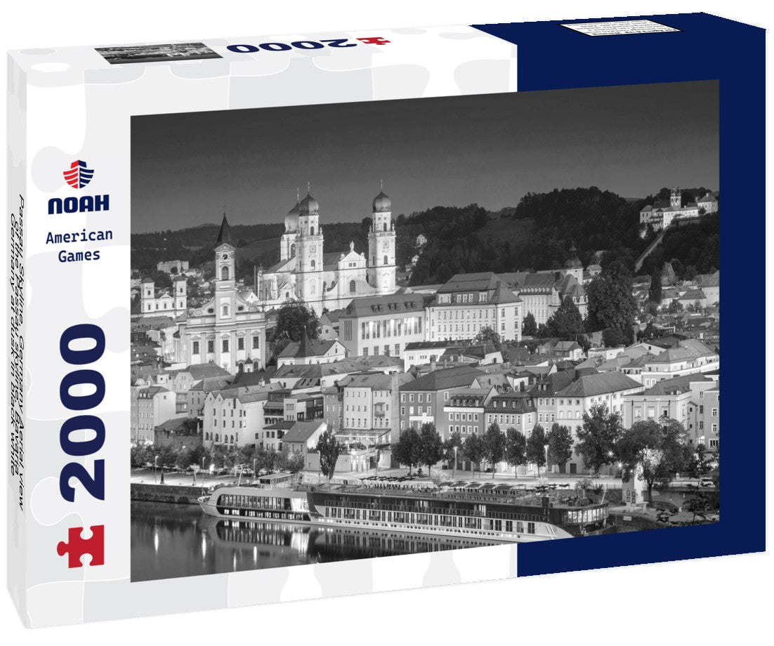 Passau Skyline, Germany Aerial view of the Passau skyline, Bavaria, Germany at dusk 2000pc PuzzleBlack and White
