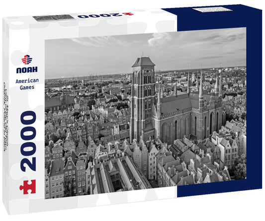 Noah Jigsaw Puzzle St. Mary's Church - View of the Old Town - Gdansk, Poland in black white 2000 pieces