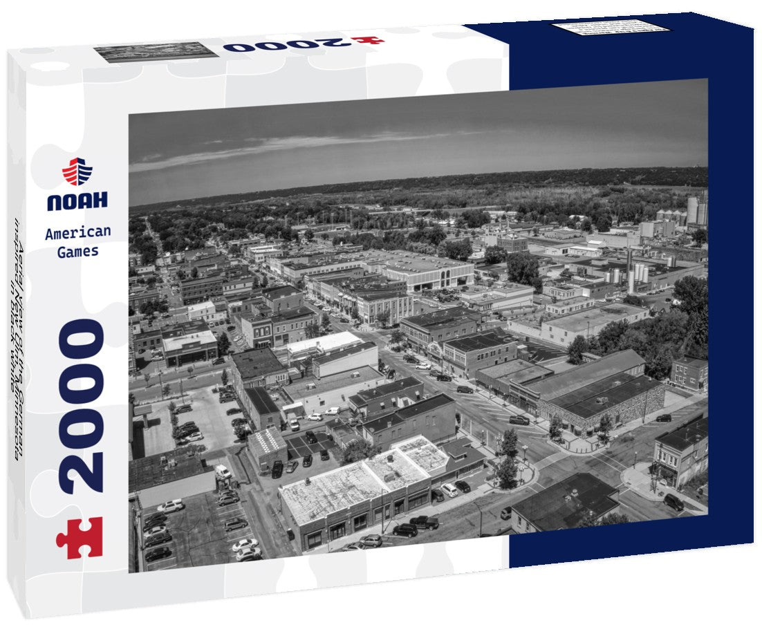 Aerial view of the German-inspired New Ulm, Minnesota 2000pc PuzzleBlack and White