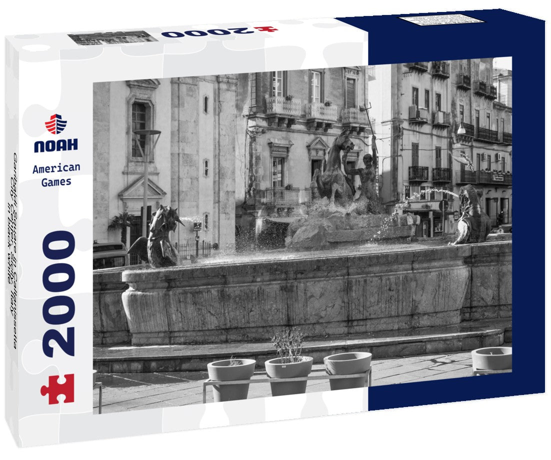Garibaldi Square in Caltanissetta City Center, Sicily, Italy 2000pc PuzzleBlack and White