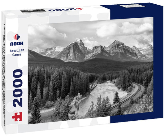 Noah Jigsaw Puzzle Canadian Rocky landscape. Autumn season skyscrapers sunny sky. Lake Louise, Banff National Park, Alberta, Canada in black white 2000 pieces