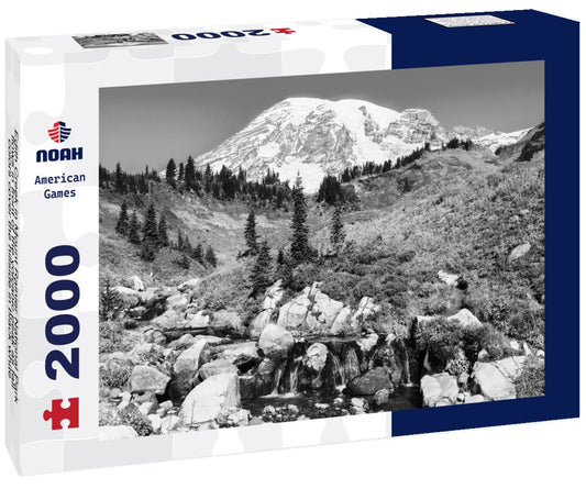 Noah Jigsaw Puzzle Edith Creek in Mount Rainier National Park flows in front of the volcanic peak as fall colors cover the hillside in black white 2000 pieces