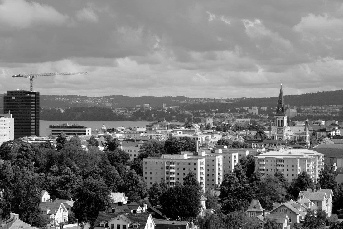 Swedish city of Jönköping during a cloudy summer day 2000pc PuzzleBlack and White