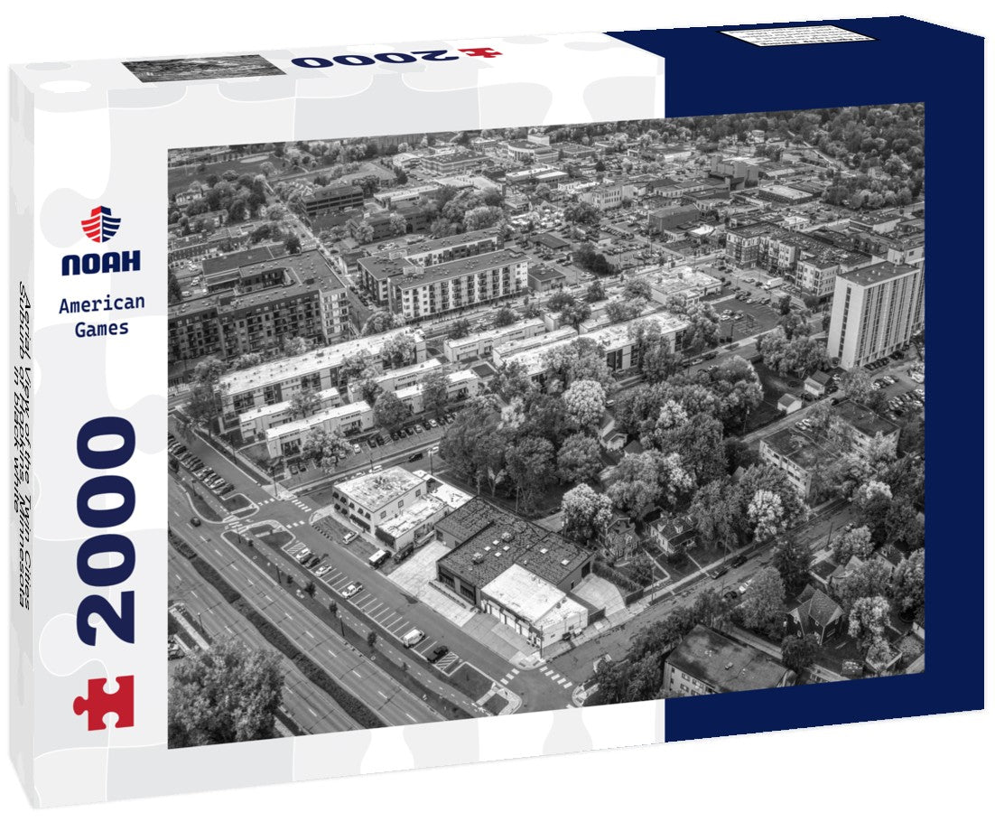 Aerial View of the Twin Cities Suburb of Hopkins, Minnesota 2000pc PuzzleBlack and White