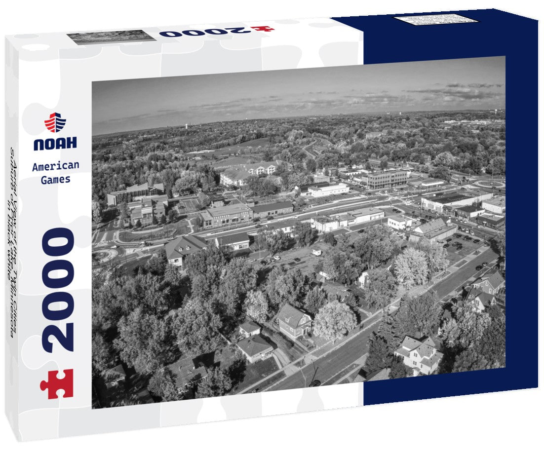 Noah Jigsaw Puzzle Aerial View of the Twin Cities Suburb of Prior Lake, Minnesota in black white 2000 pieces