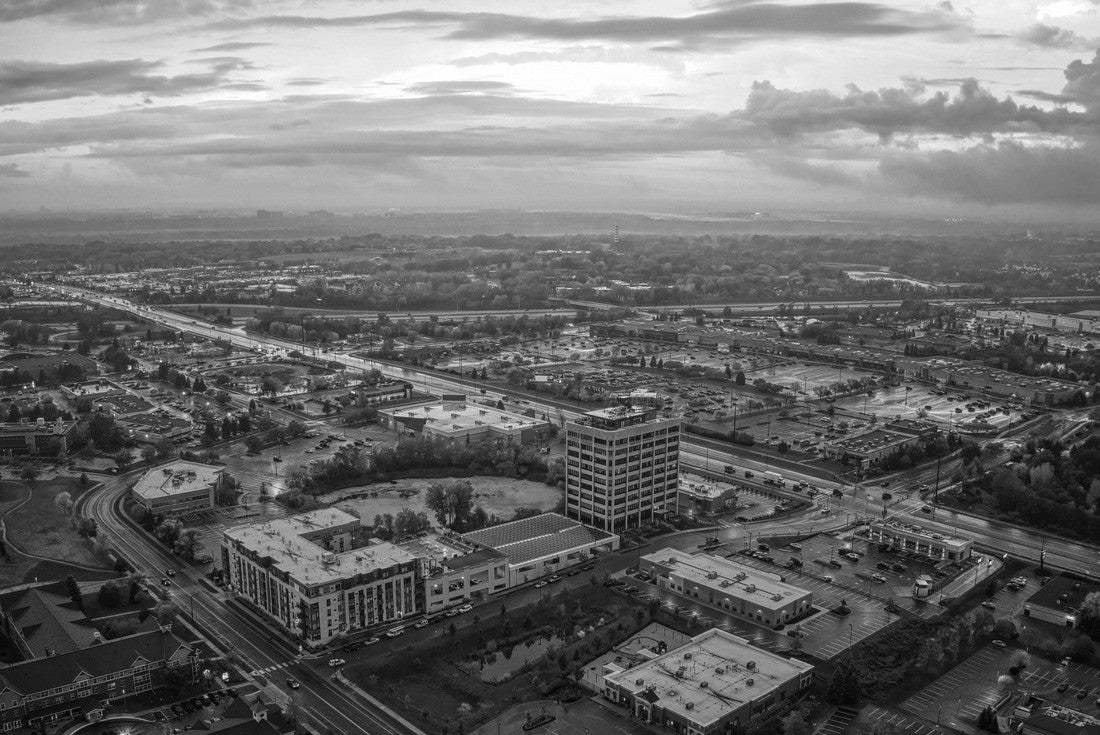 Aerial View of the Twin Cities Suburb of Eagan, Minnesota 2000pc PuzzleBlack and White