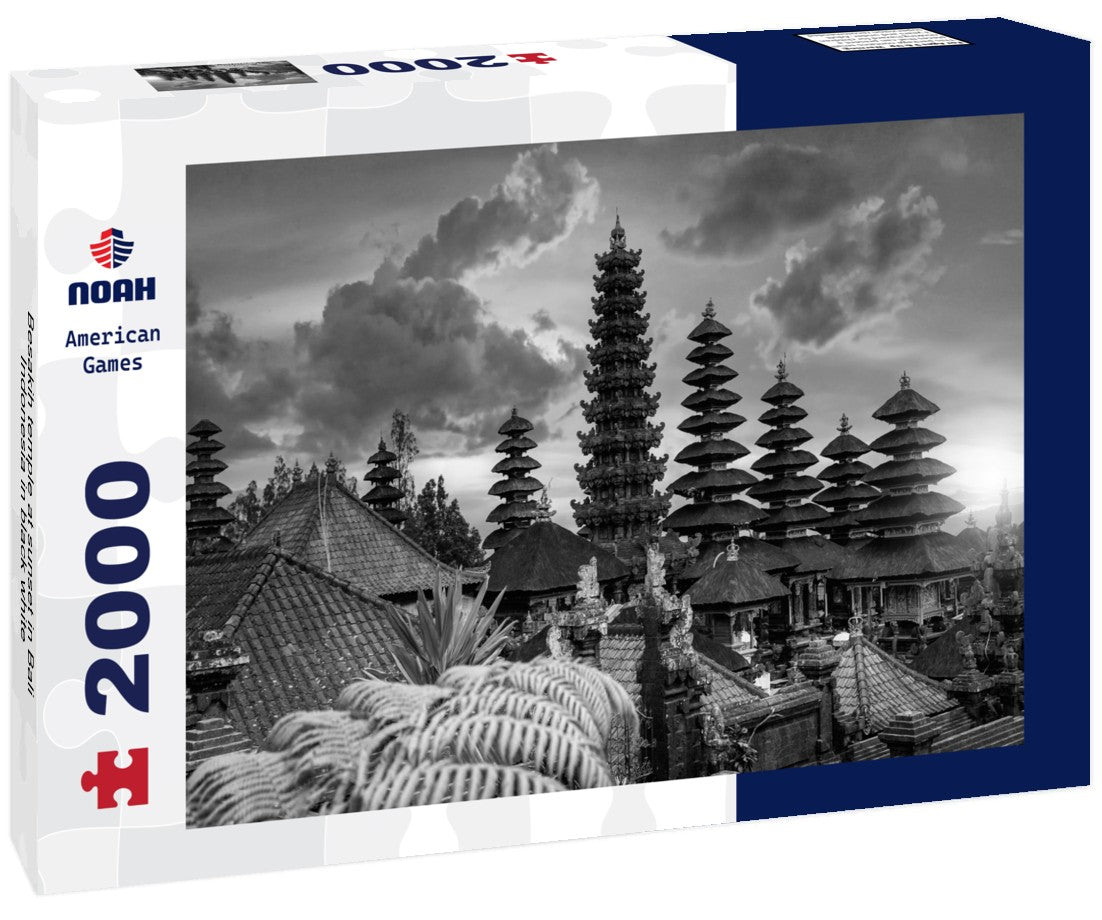 Noah Jigsaw Puzzle Besakih temple at sunset in Bali, Indonesia in black white 2000 pieces