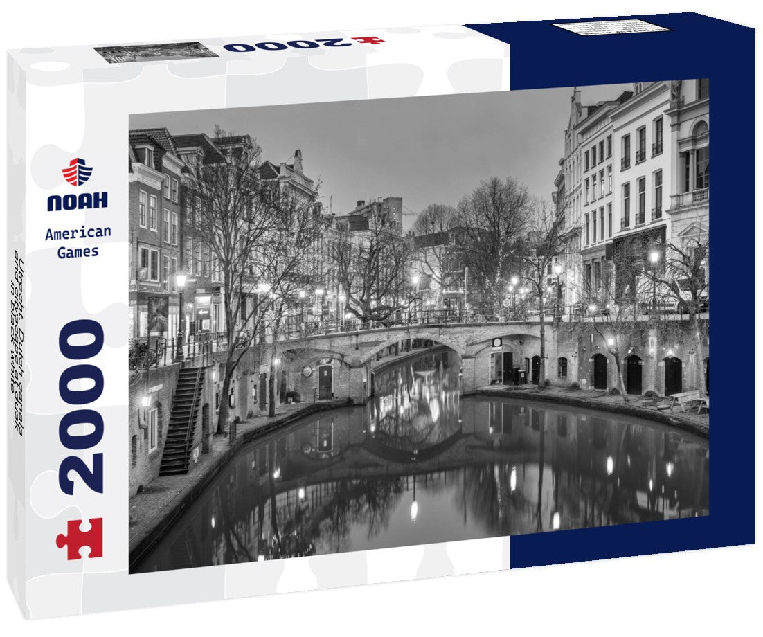 Utrecht, Dutch canals and cityscape at dusk 2000pc PuzzleBlack and White