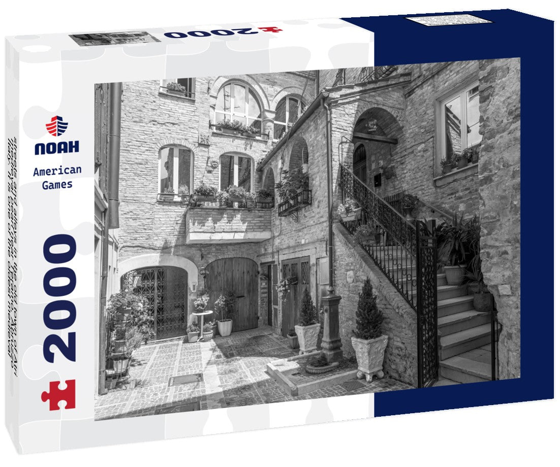 streets and alleys in the old town of Atri, medieval pearl near Teramo, Abruzzo, Italy. It is one of the oldest medieval towns in Abruzzo 2000pc PuzzleBlack and White