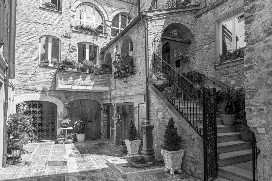 streets and alleys in the old town of Atri, medieval pearl near Teramo, Abruzzo, Italy. It is one of the oldest medieval towns in Abruzzo 2000pc PuzzleBlack and White