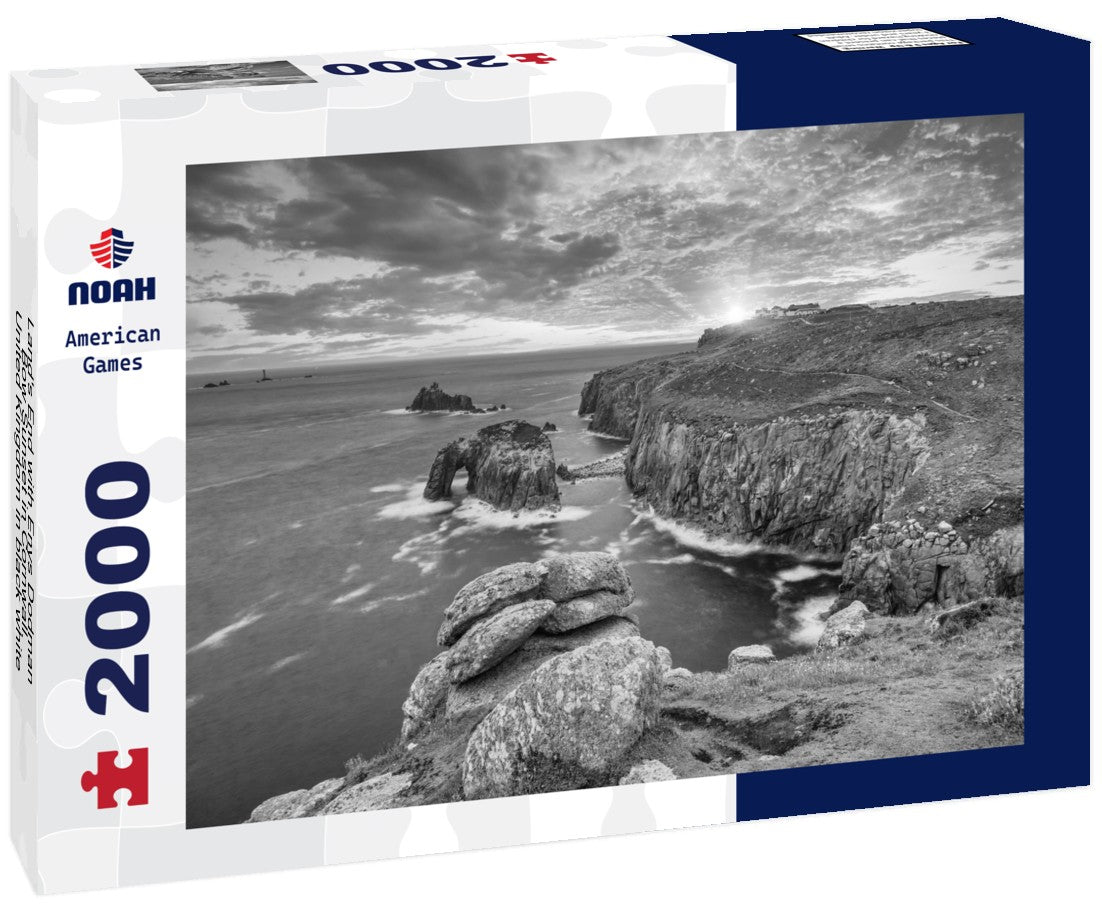 Land's End with Enys Dodman Bow Sunset in Cornwall. United Kingdom 2000pc PuzzleBlack and White