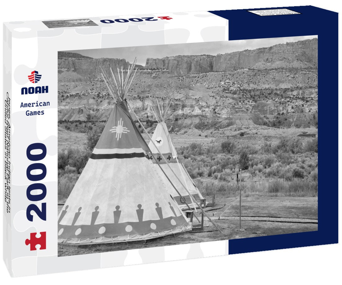 Noah Jigsaw Puzzle tepee, American Indian tents in Capitol Reef National Park in the United States in black white 2000 pieces