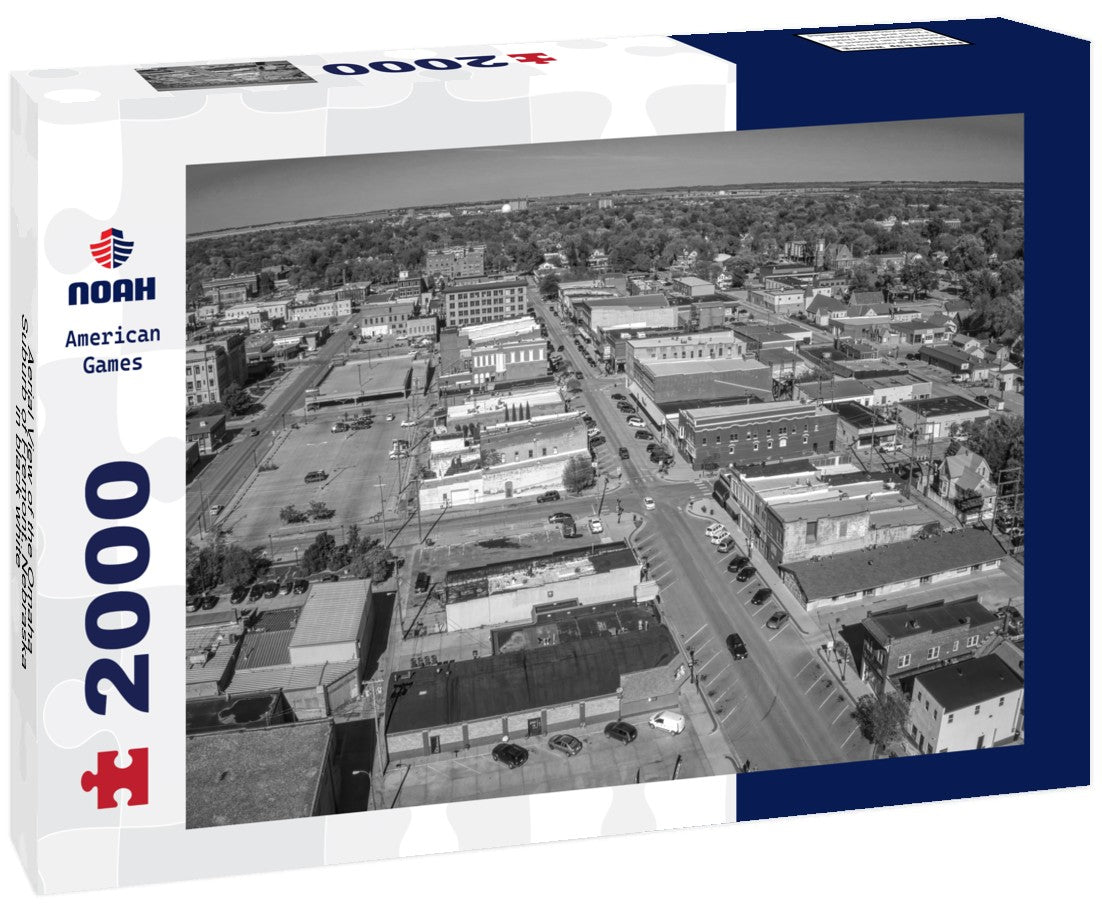 Aerial View of the Omaha Suburb of Fremont, Nebraska 2000pc PuzzleBlack and White