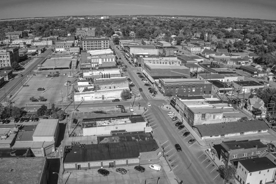 Aerial View of the Omaha Suburb of Fremont, Nebraska 2000pc PuzzleBlack and White
