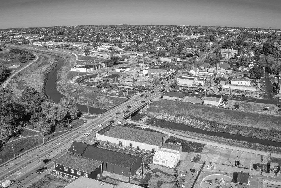 Aerial View of the Omaha Suburb of Papillion, Nebraska 2000pc PuzzleBlack and White