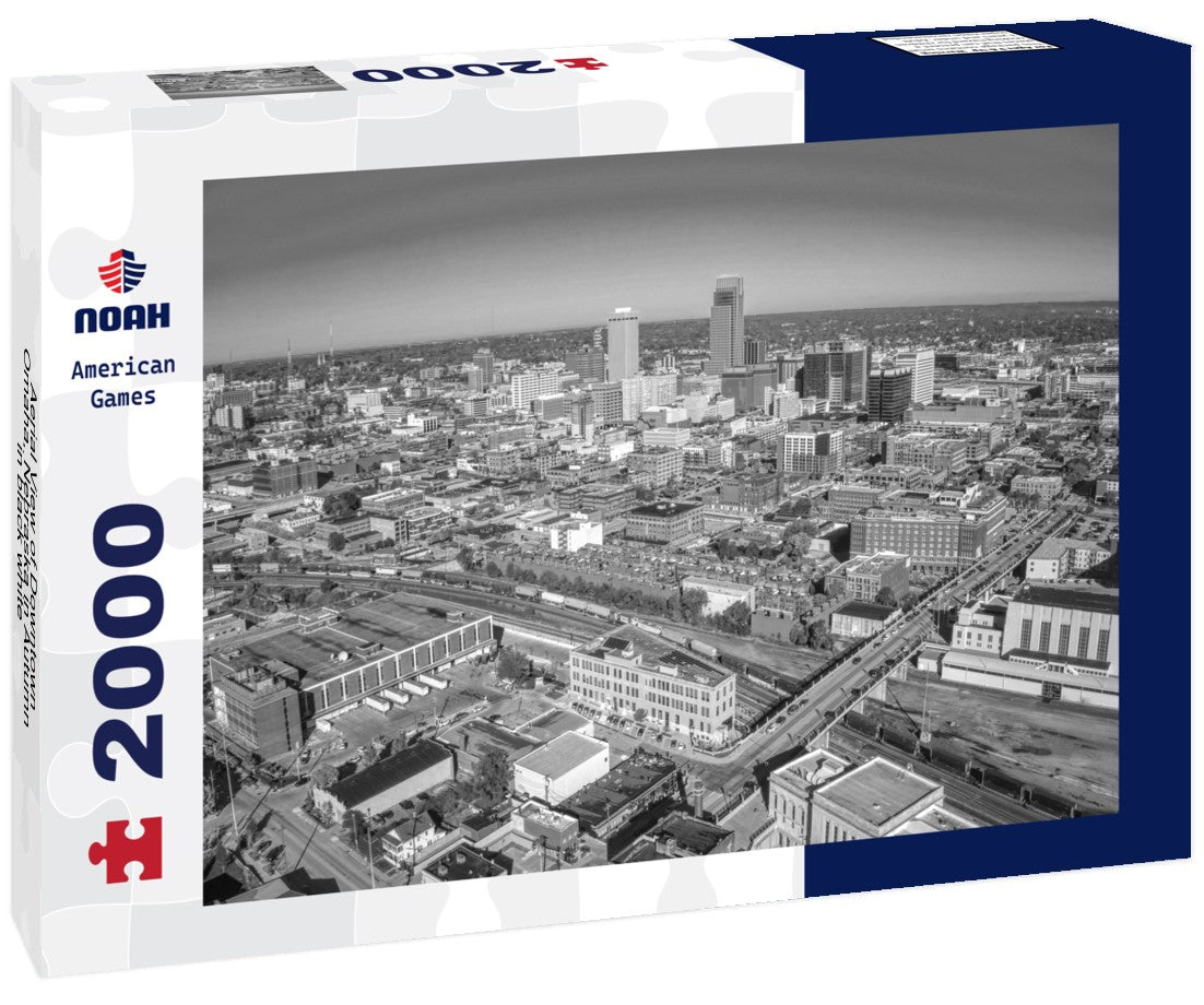 Aerial View of Downtown Omaha, Nebraska in Autumn 2000pc PuzzleBlack and White