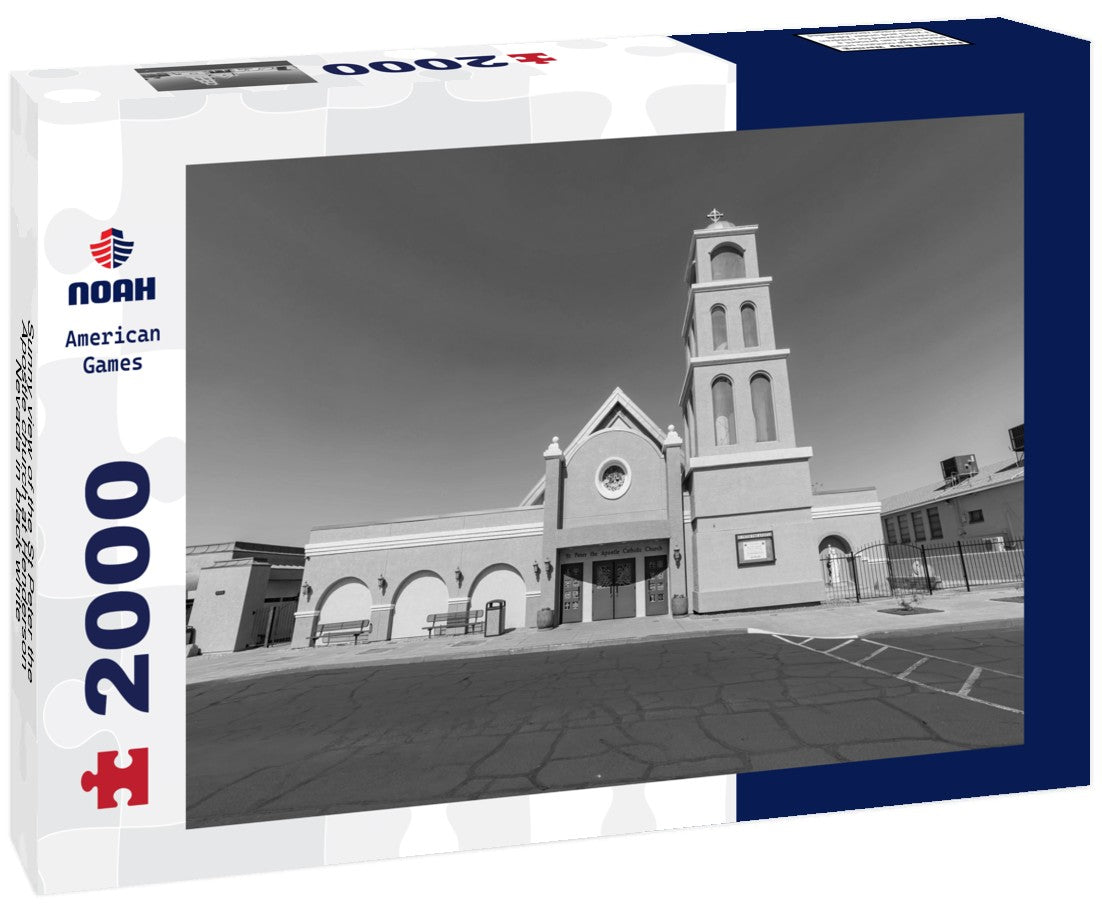 Noah Jigsaw Puzzle Sunny view of the St Peter the Apostle church at Henderson, Nevada in black white 2000 pieces