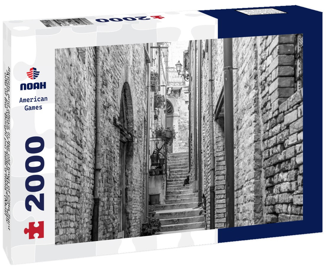 Streets and alleys in the old town of Citta Sant Angelo, province of Pescara, Abruzzo, Italy, one of the “Borghi piu belli d'Italia” (Most beautiful villages in Italy) 2000pc PuzzleBlack and White