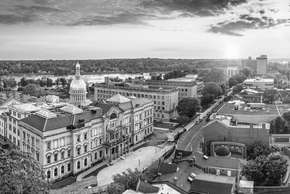 Trenton New Jersey skyline amd state capitol at sunset 2000pc PuzzleBlack and White